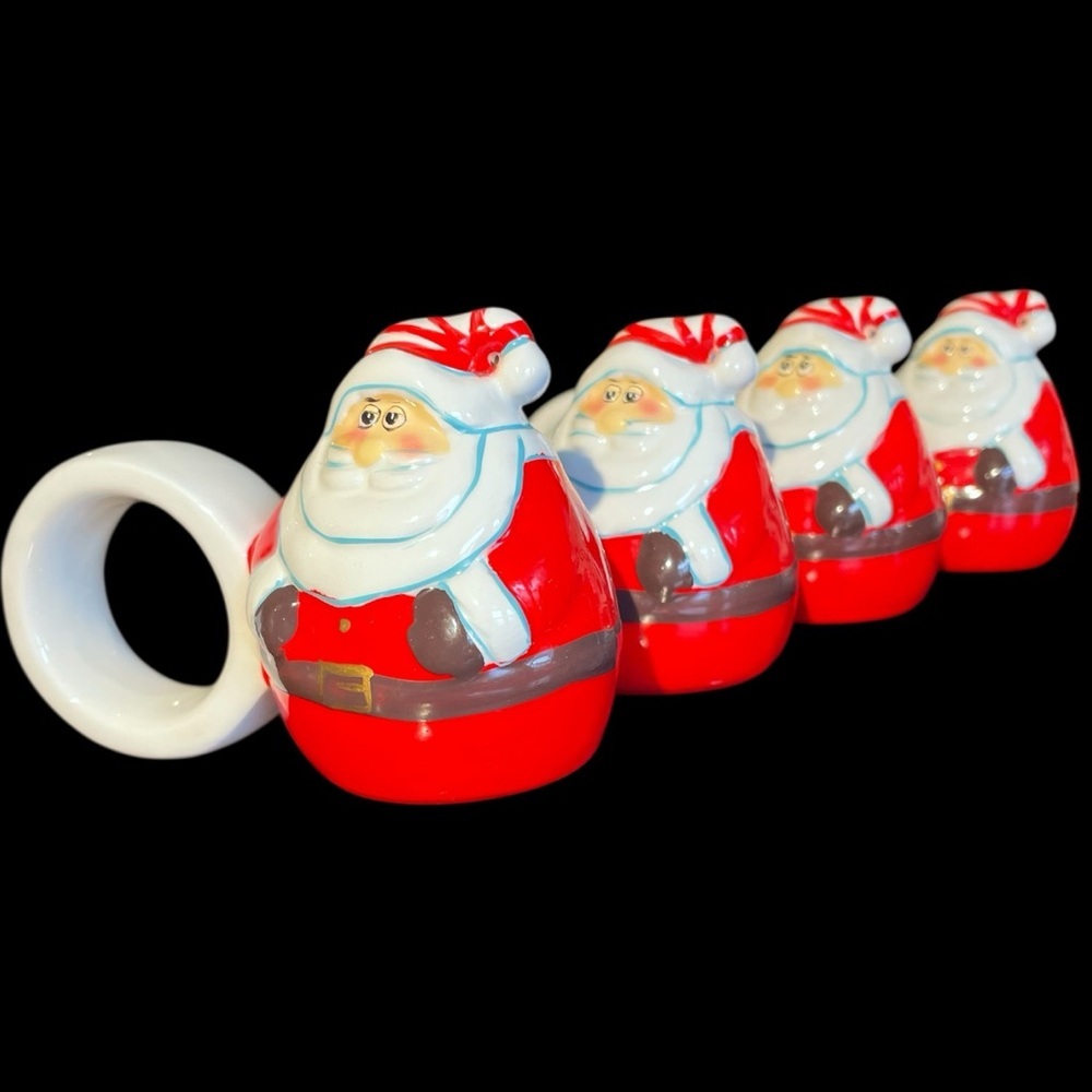 Set of 4 vintage napkin holders, Santa Clause, made in Taiwan, sold by Calder